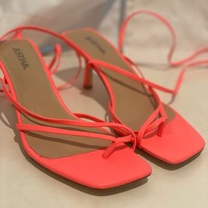 Just fab neon pink wrap sandals